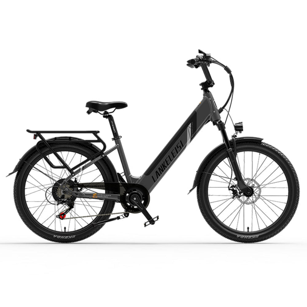 Black electric bike with 'Lankeleisi' branding on a white background