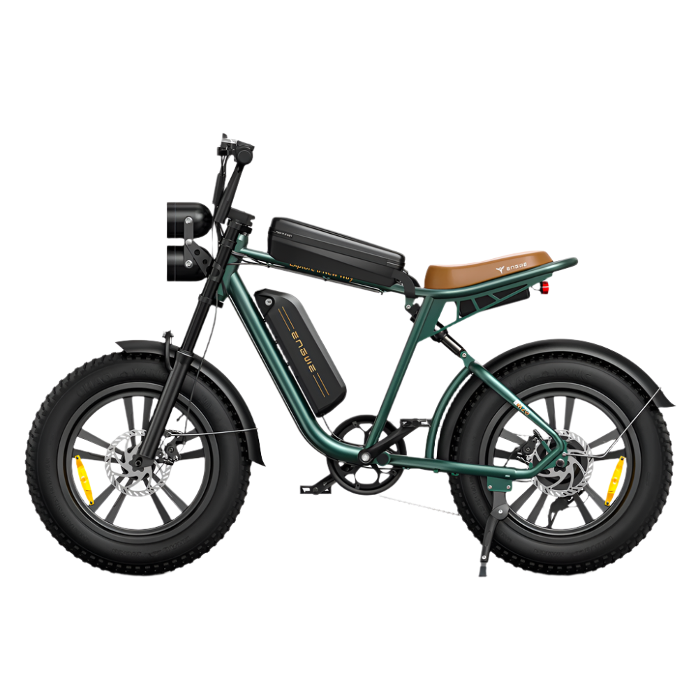 Groene elektrische fiets op witte achtergrond
