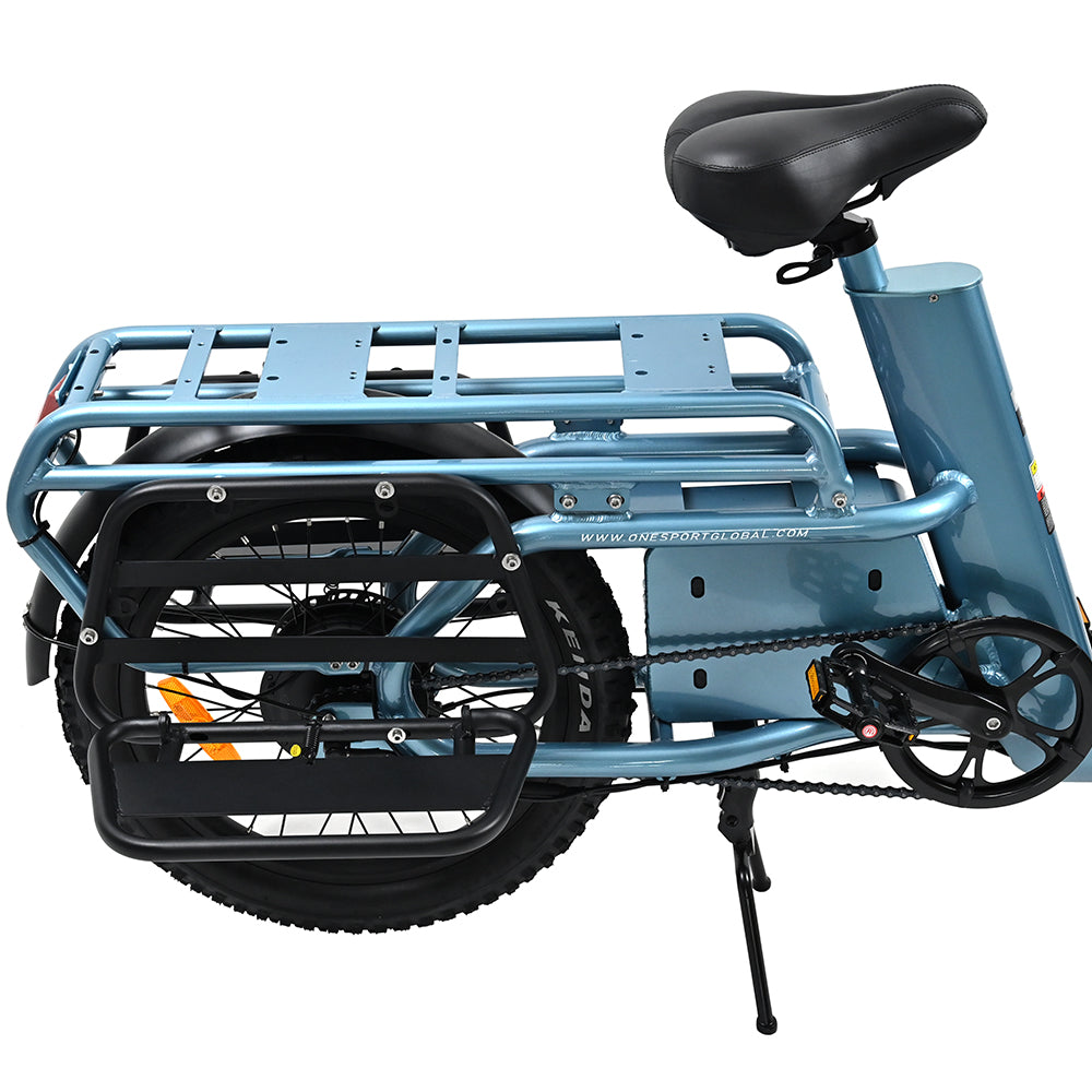 "Bright blue DUO OT01 electric bike with aluminum alloy body, front lighting, and hydraulic disc brakes for powerful and adventurous rides"