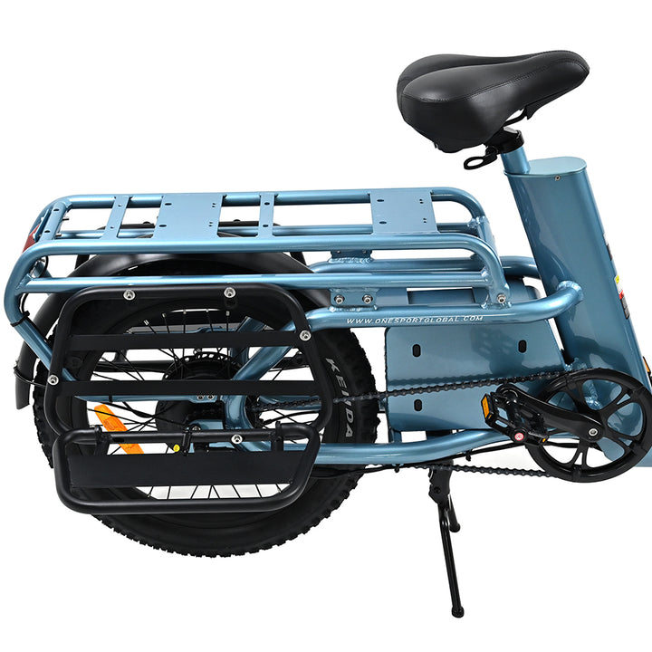 "Bright blue DUO OT01 electric bike with aluminum alloy body, front lighting, and hydraulic disc brakes for powerful and adventurous rides"