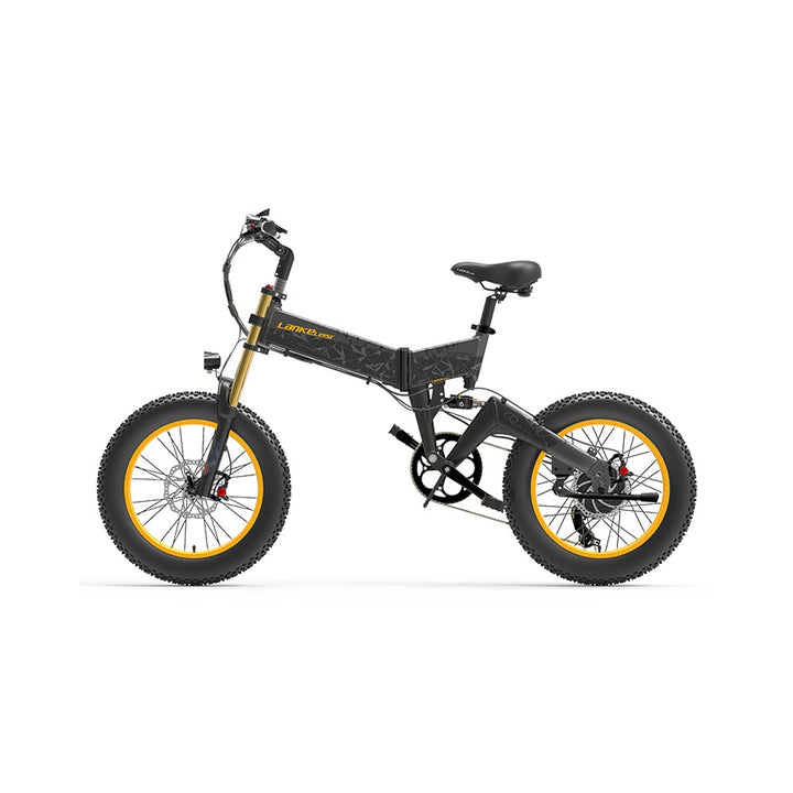 Elektrische fiets met grote wielen op een witte achtergrond