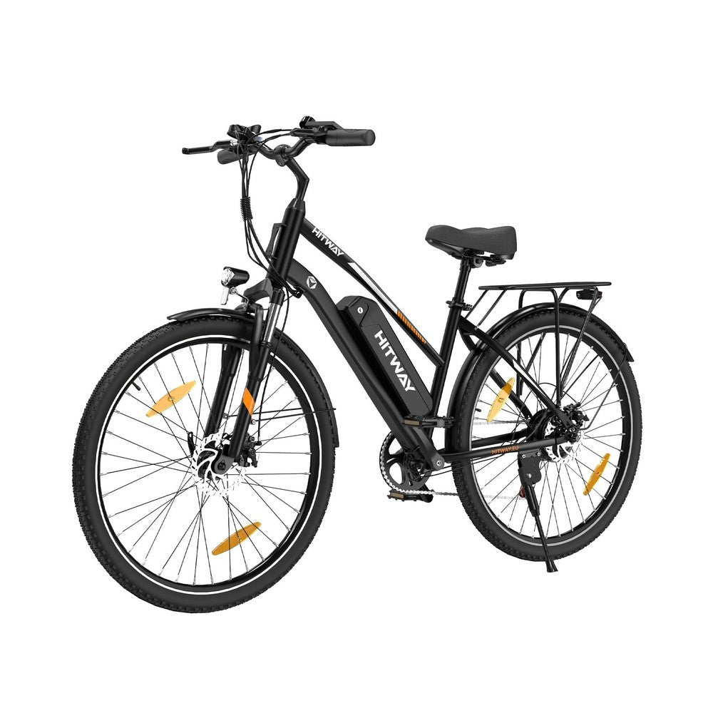 Black electric bicycle with 'HITWAY' branding on a white background