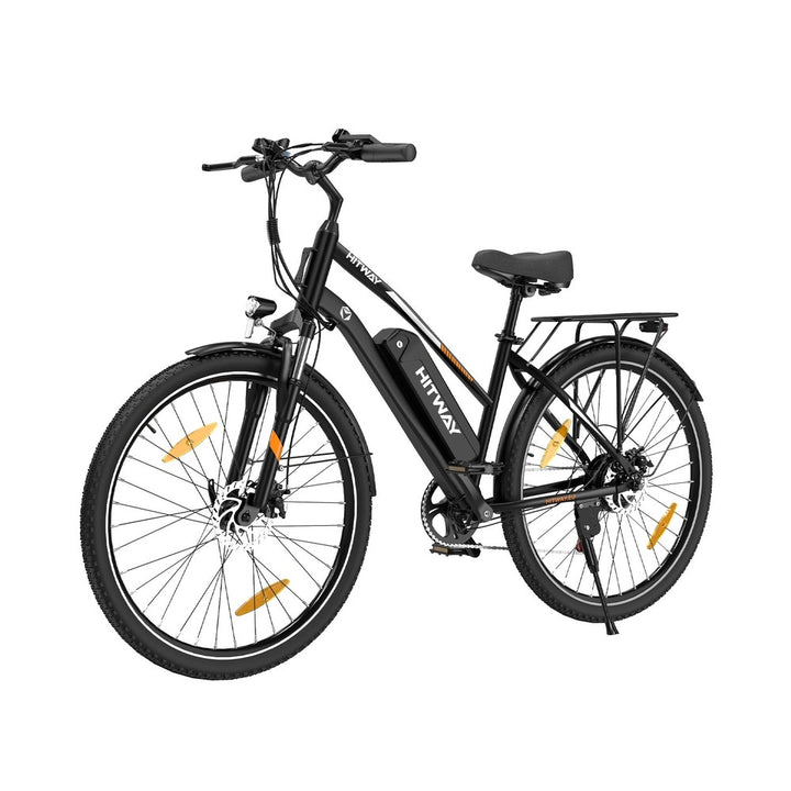 Black electric bicycle with 'HITWAY' branding on a white background