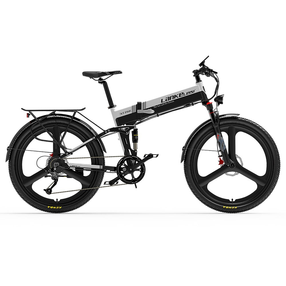 Black and gray electric bike with 'LANKEleisi' branding on a white background