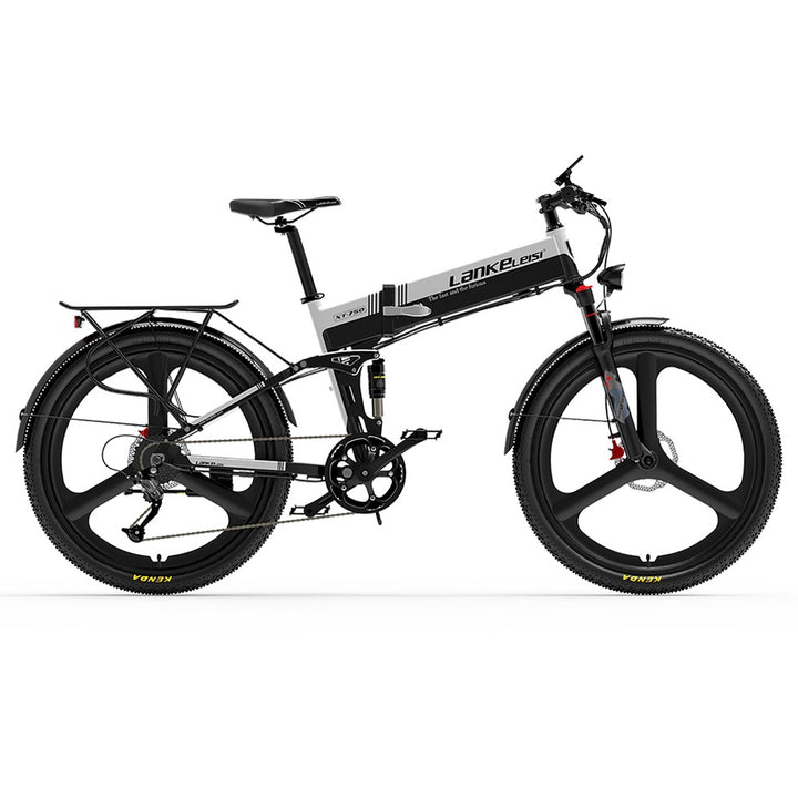 Black and gray electric bike with 'LANKEleisi' branding on a white background
