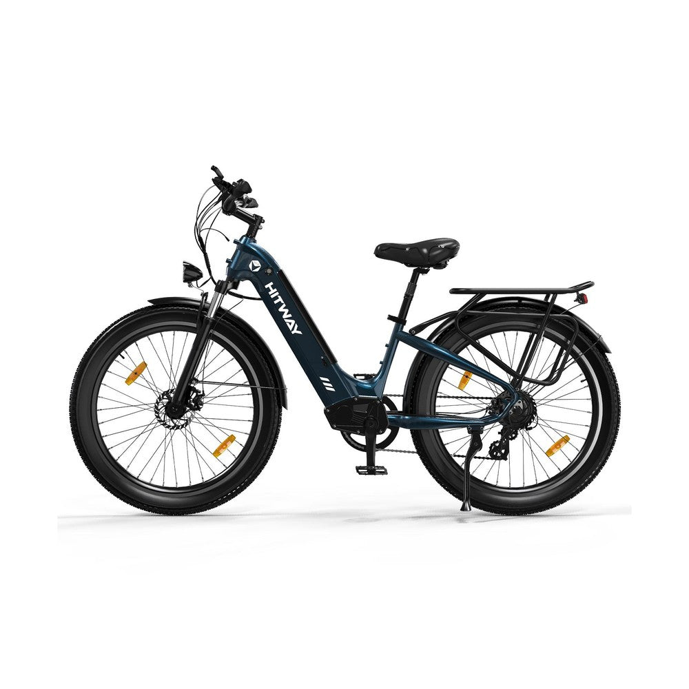 Blue electric bicycle on a white background