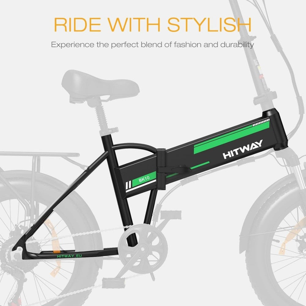Hitway electric bike frame with branding on a light gray background