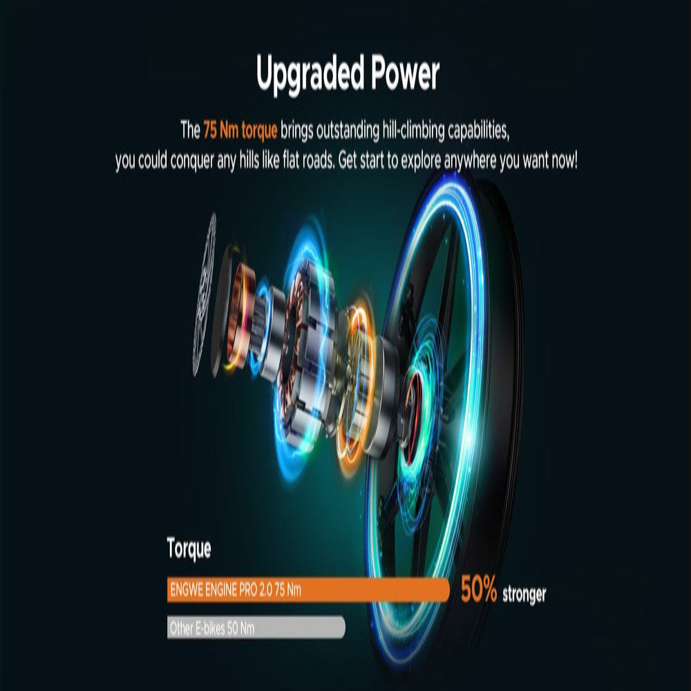 Motorcycle engine component with torque display on a black background