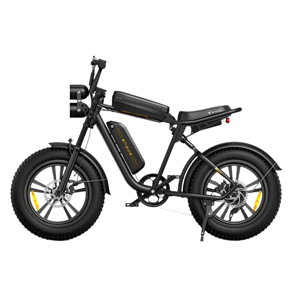 Zwarte elektrische fiets op witte achtergrond