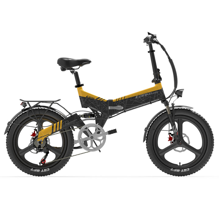 Yellow and black electric bike on a white background