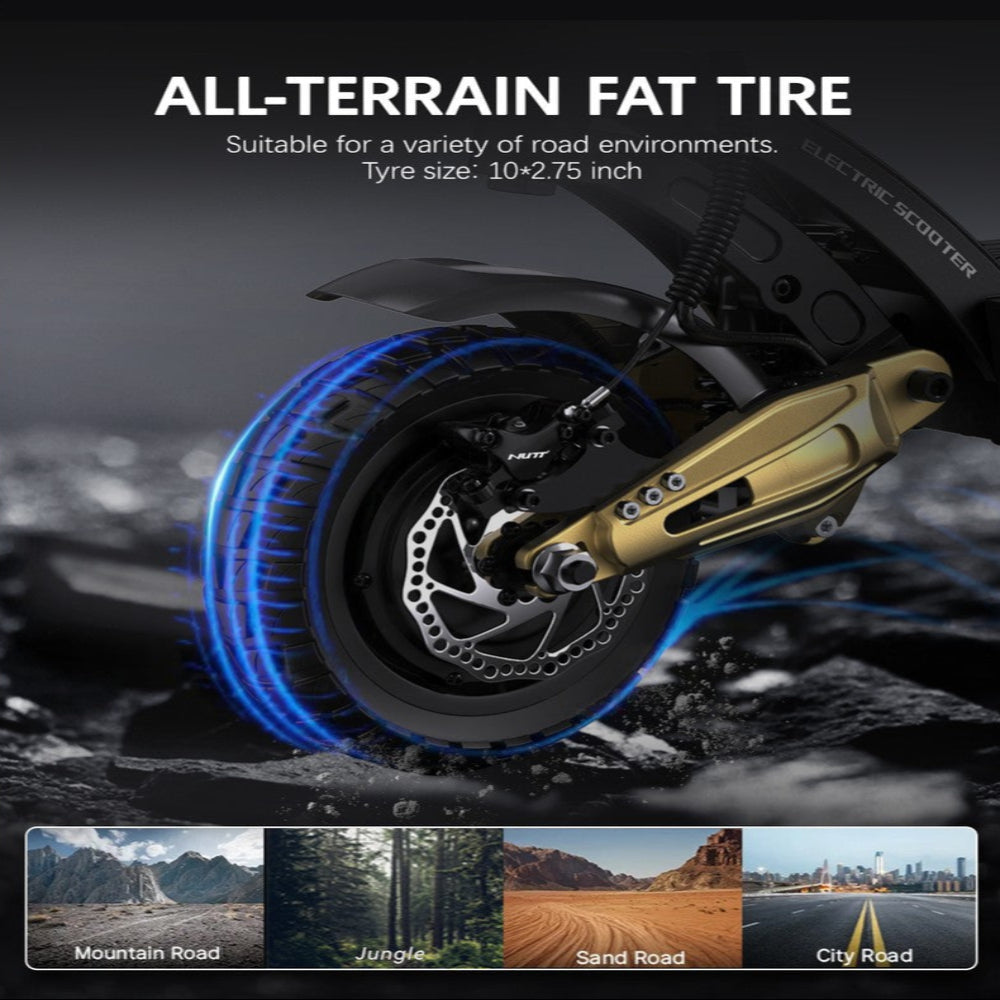 All-terrain fat tire for electric scooters with tire size 10x2.75 inch, suitable for various road environments.