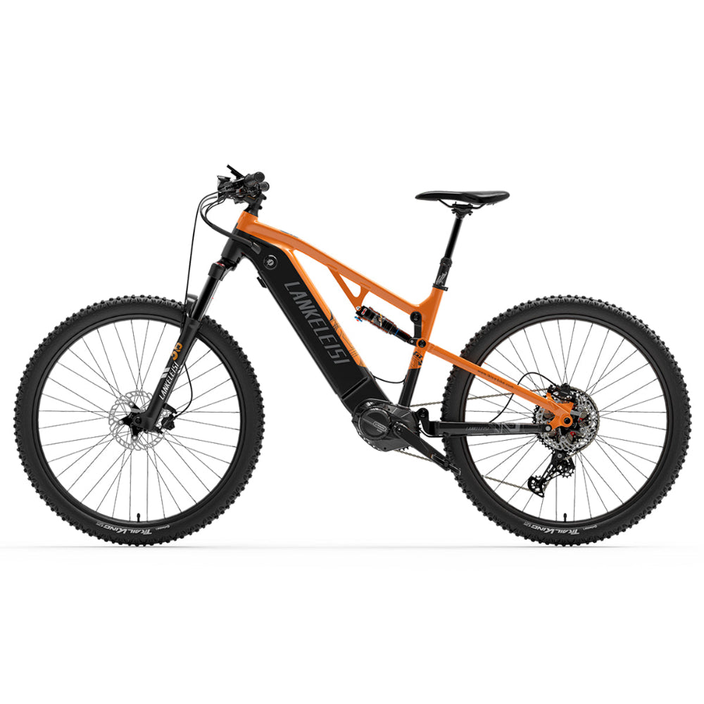 Orange mountain bike on a white background