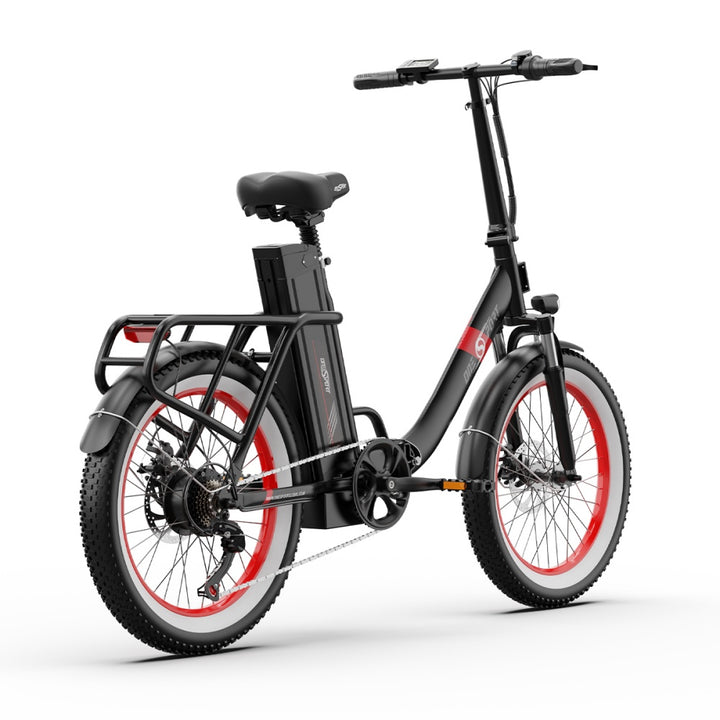 "DUO OT16-2 Folding Electric Bike in black color with 20-inch folding frame and LCD display"