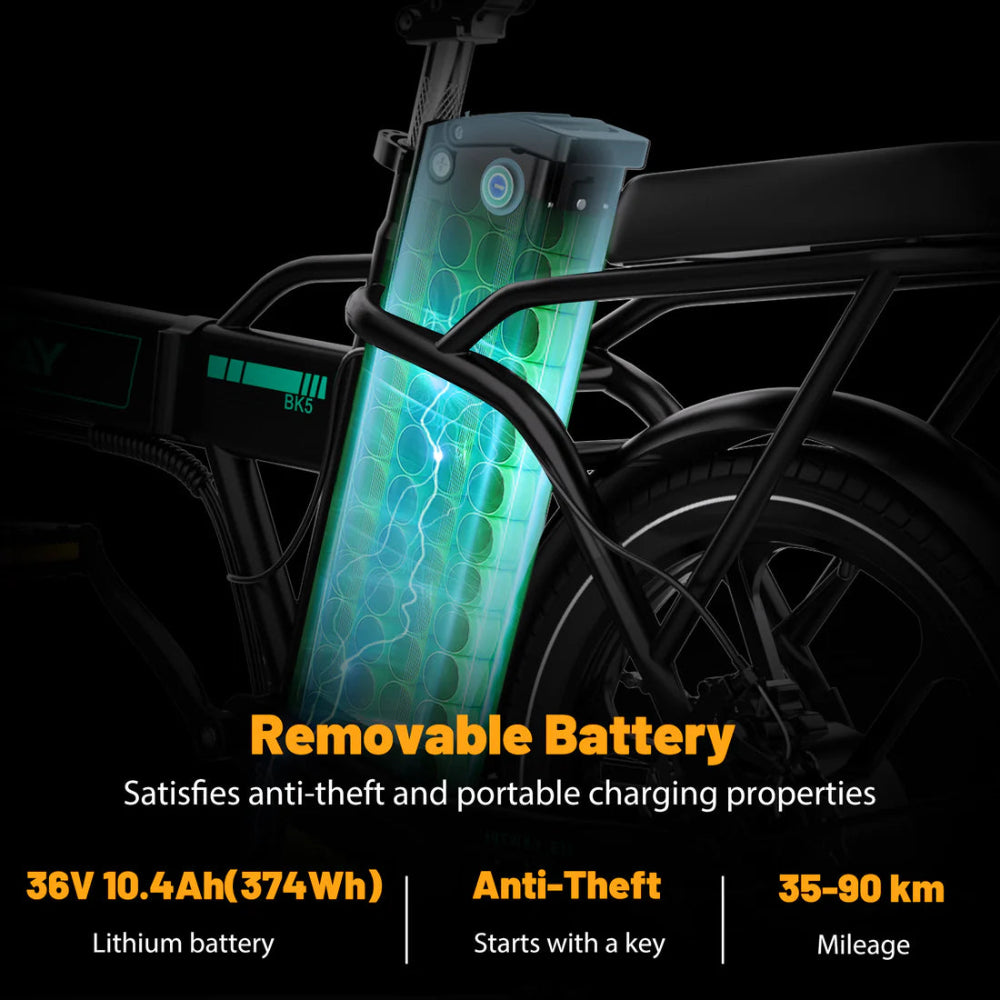 Electric bike with a removable battery on a dark background
