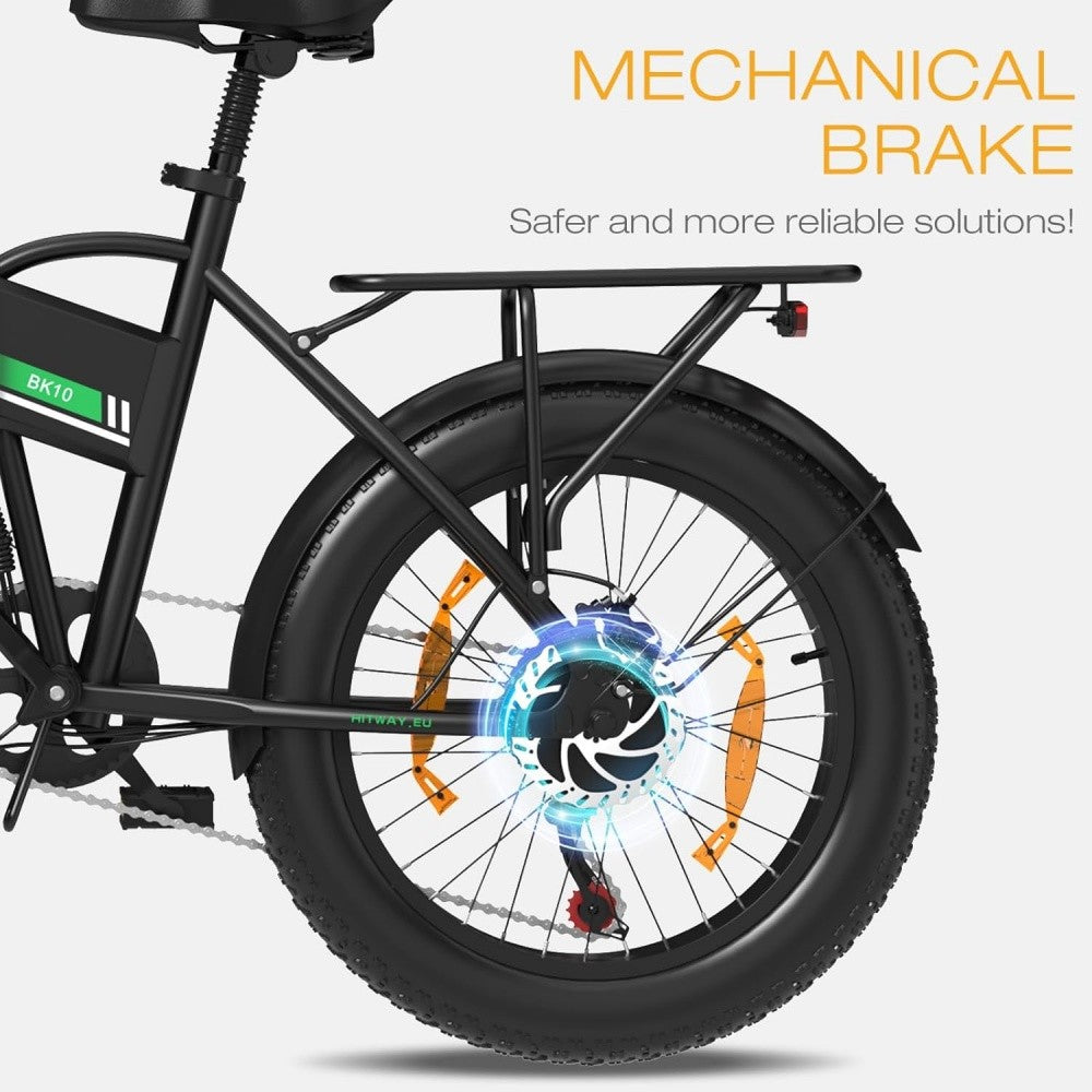 Bicycle wheel with mechanical brake system on a white background