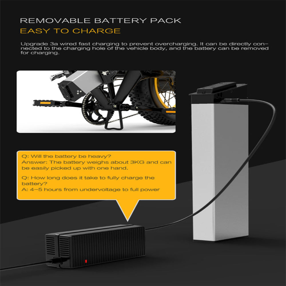 Removable battery pack for electric vehicles with text on a dark background