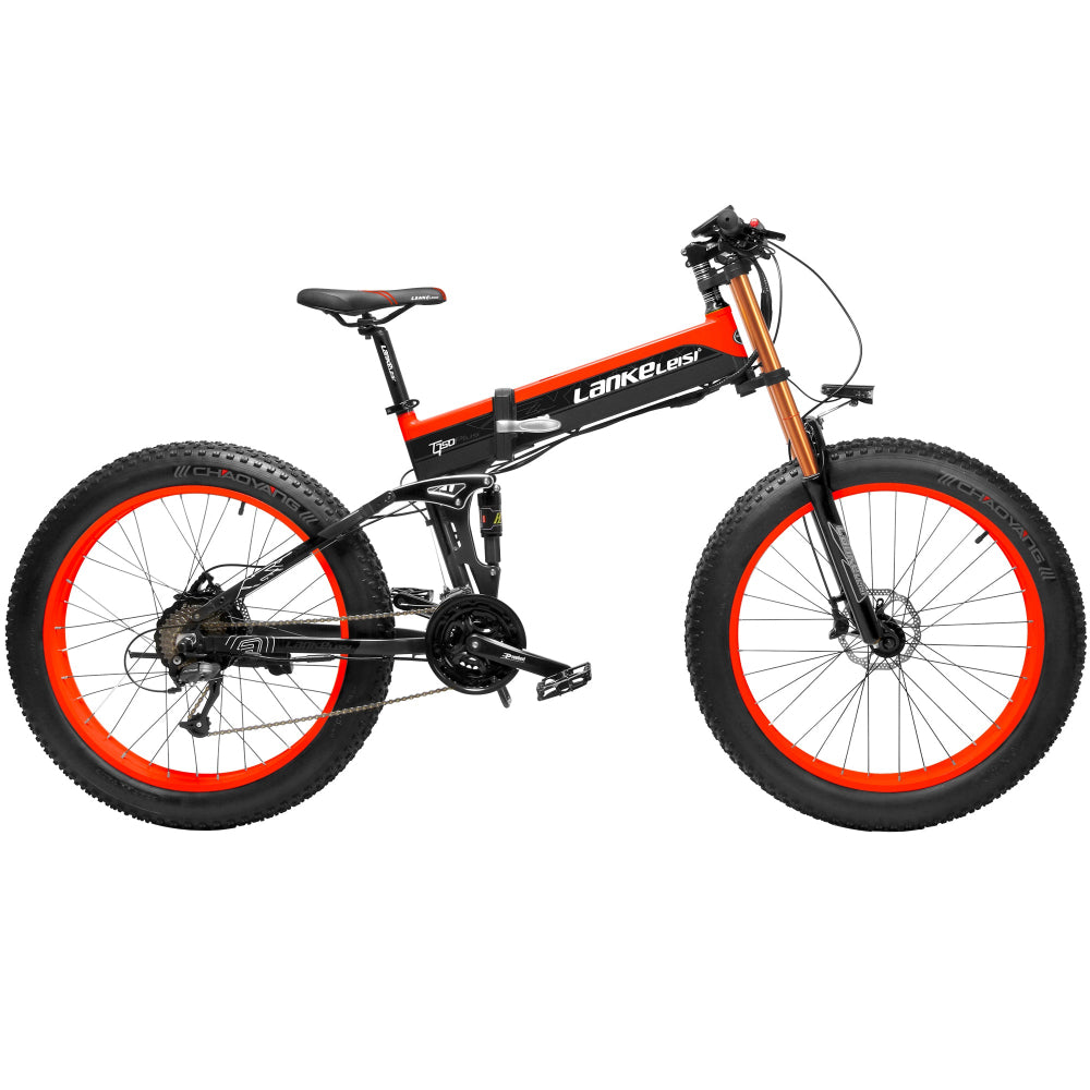 Black and orange electric bike with 'Lankeleisi' branding on a white background