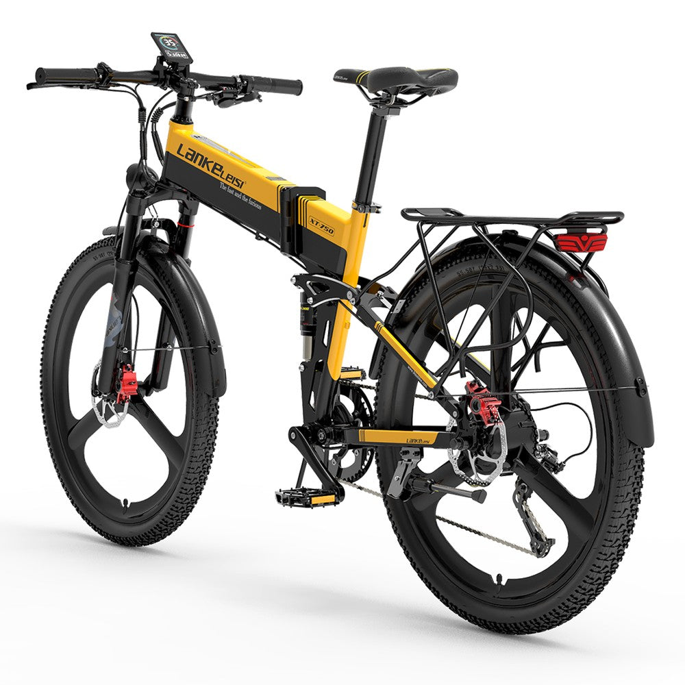 Yellow and black electric bike on a white background