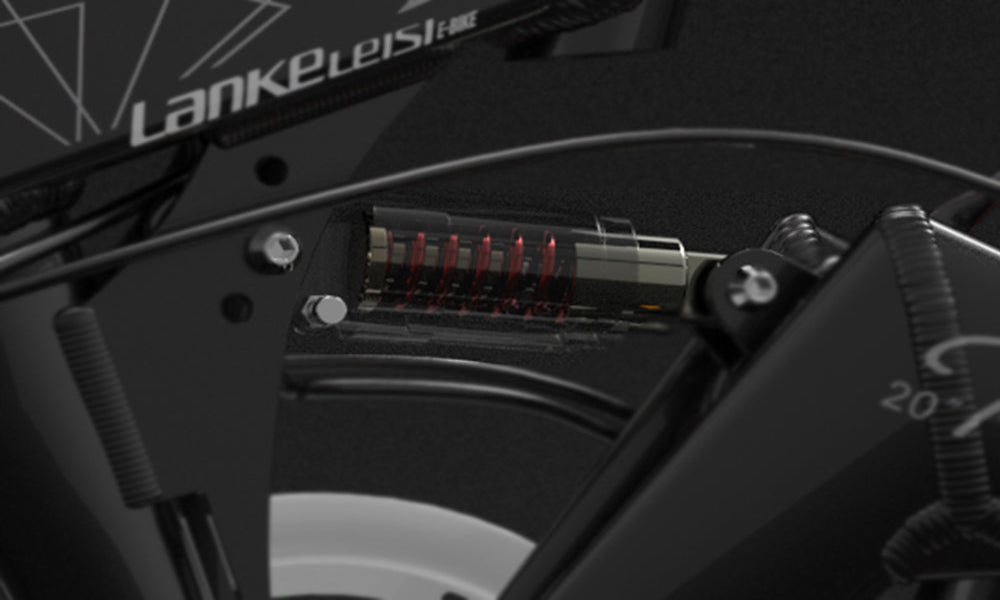 Close-up of a mechanical component with 'Lankeleisi' branding on a dark background