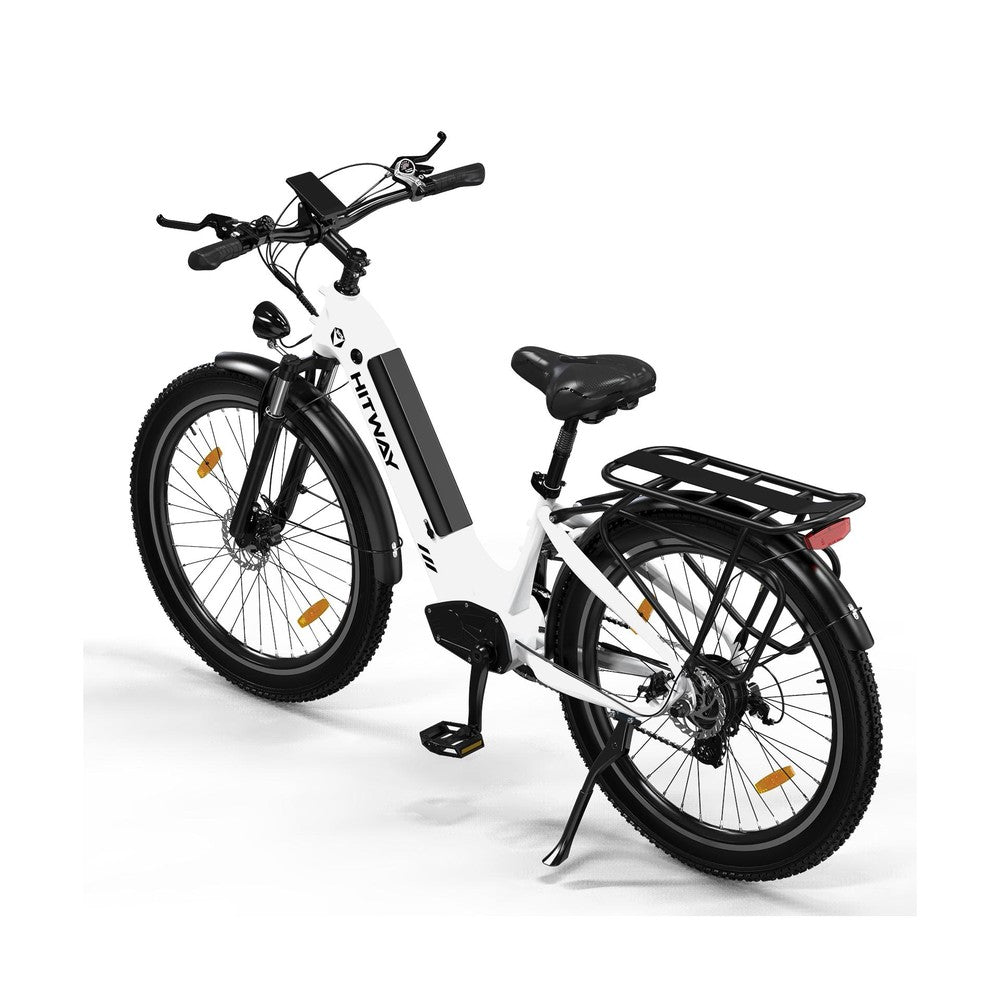 White electric bike with black details on a white background