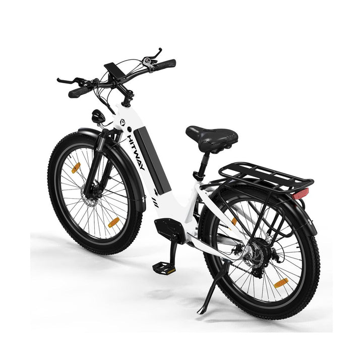 White electric bike with black details on a white background