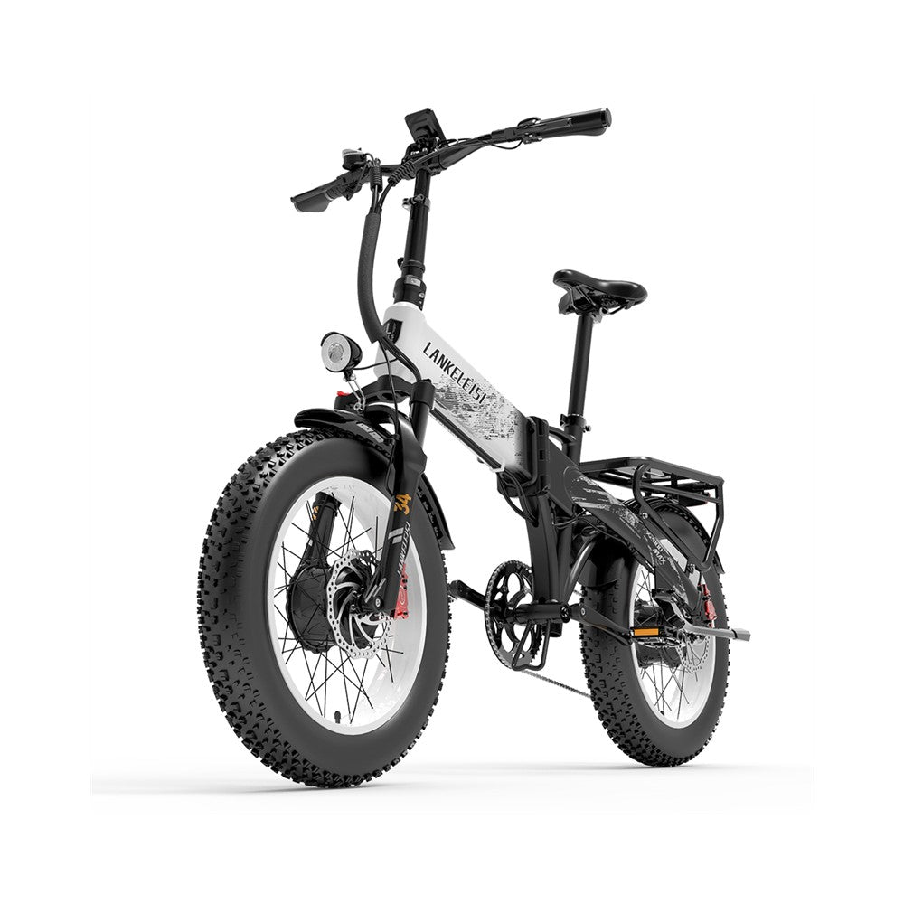 Black electric bike with fat tires on a white background