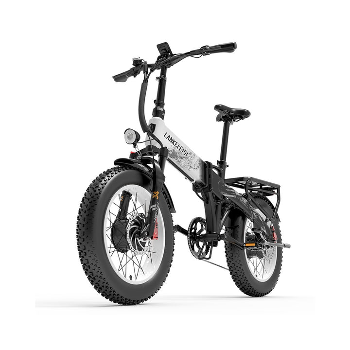 Black electric bike with fat tires on a white background