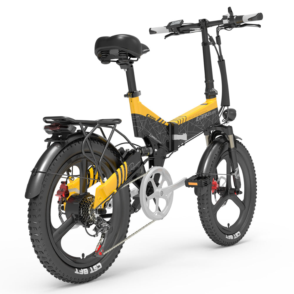 Yellow and black electric bike on a white background
