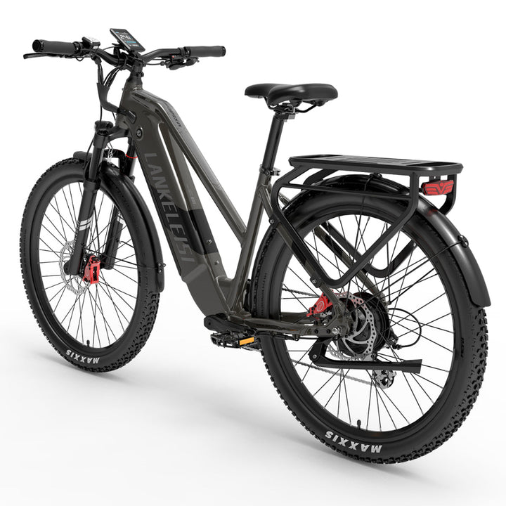 Black electric bike with a visible brand logo on a white background