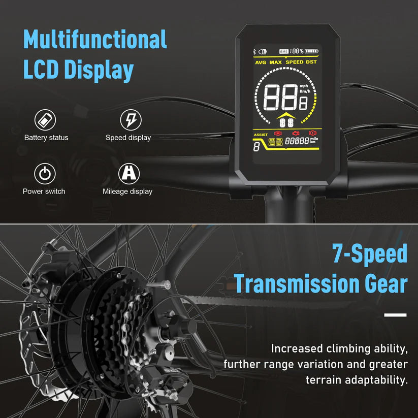 multifunctional lcd display hitway ebike