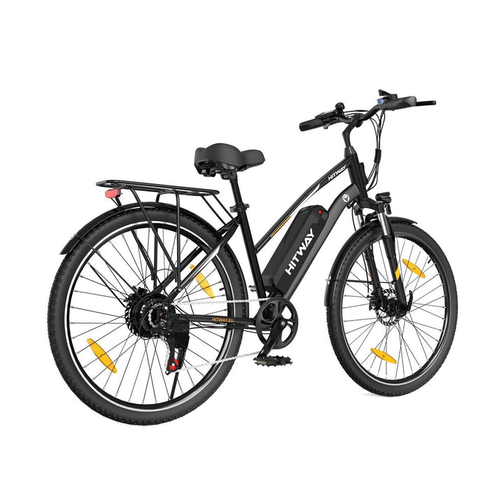 Black electric bike with 'HITWAY' branding on a white background