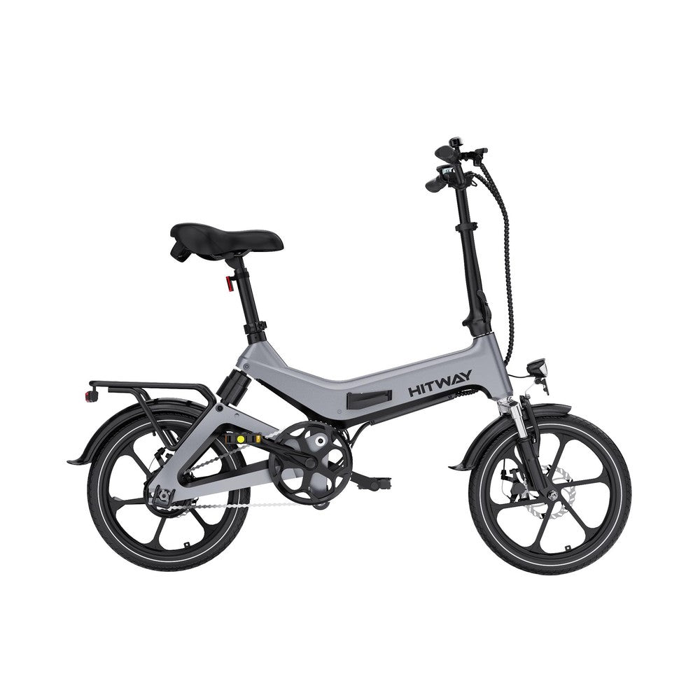 Gray Hitway electric bike on a white background