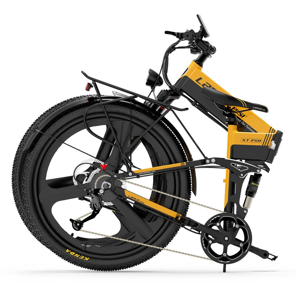 Yellow and black electric bike on a white background