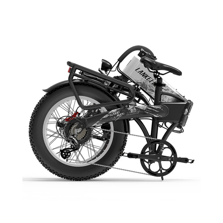 Black electric bike with visible branding on a white background