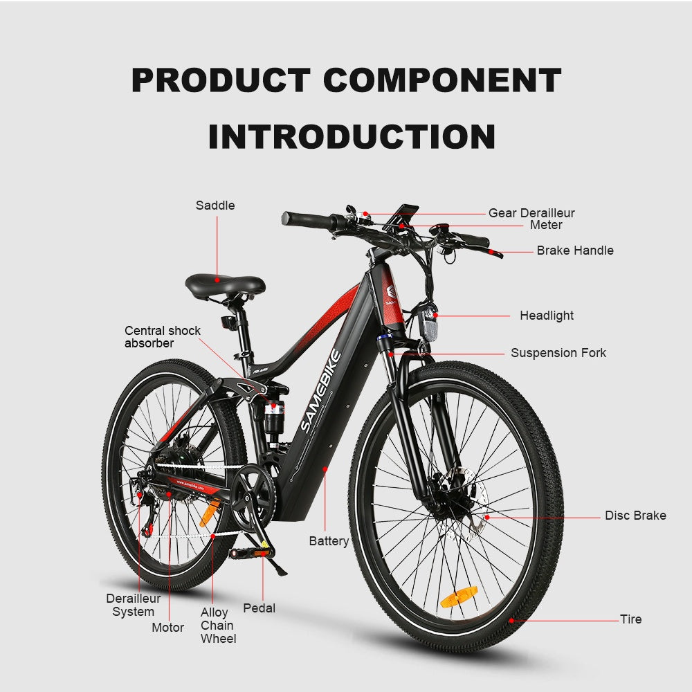 "High-performance SAM XD26-II electric mountain bike with adjustable suspension and hydraulic disc brakes"