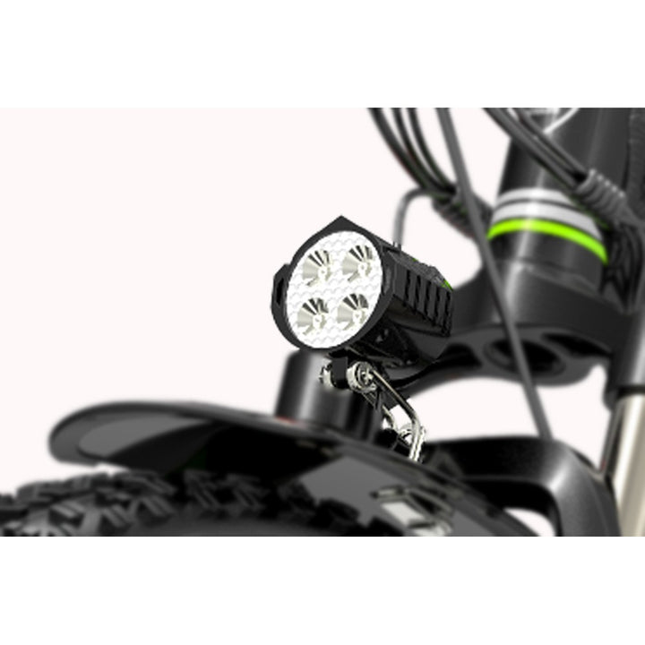 Bicycle light attached to a bike frame with a white background