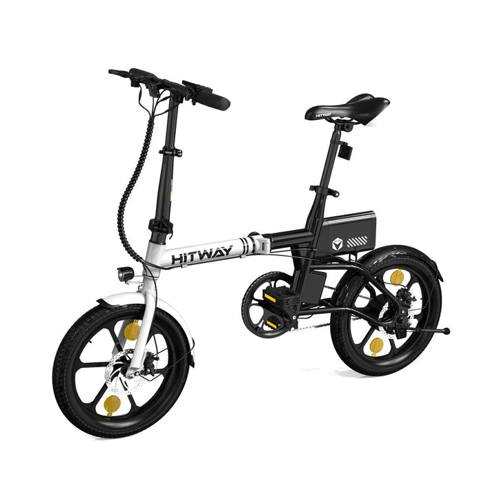 Foldable electric bike with 'Hitway' branding on a white background