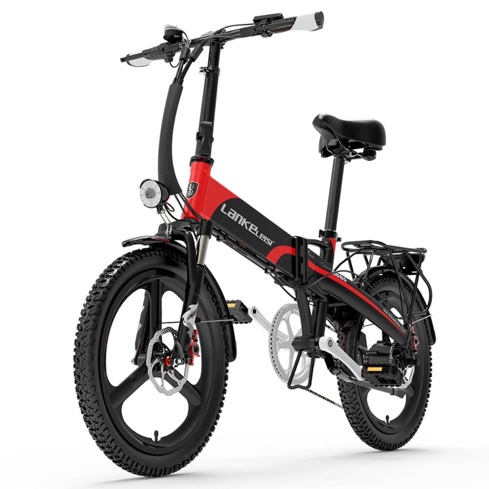 Black and red electric bike with 'Lankeleisi' branding on a white background