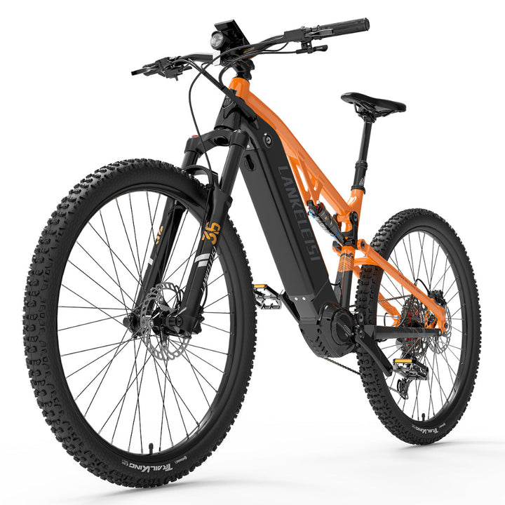 Orange and black electric bike on a white background