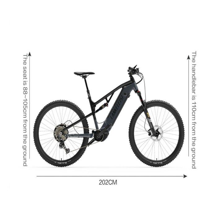 Diagram of a bicycle with measurements on a white background