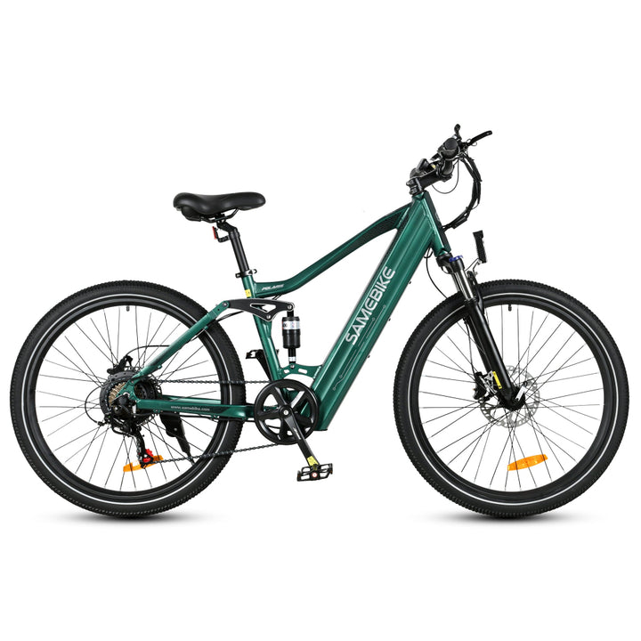 "High-performance SAM XD26-II electric mountain bike with durable 6061 aluminum alloy frame and adjustable suspension."