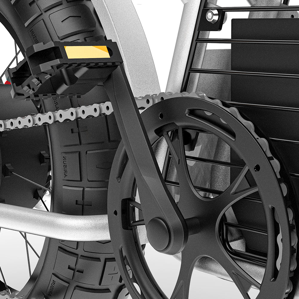 "COS CT20S Electric Bike with long-range battery, fat tires, dual suspension, and Shimano 7-speed system"