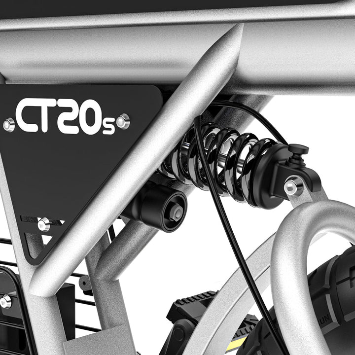 "COS CT20S elektrische fiets met accu met groot bereik, dikke banden, dubbele vering en Shimano 7 versnellingen"
