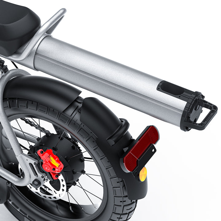 "COS CT20S Electric Bike with long-range battery, fat tires, dual suspension, and Shimano 7-speed system for extreme terrains"