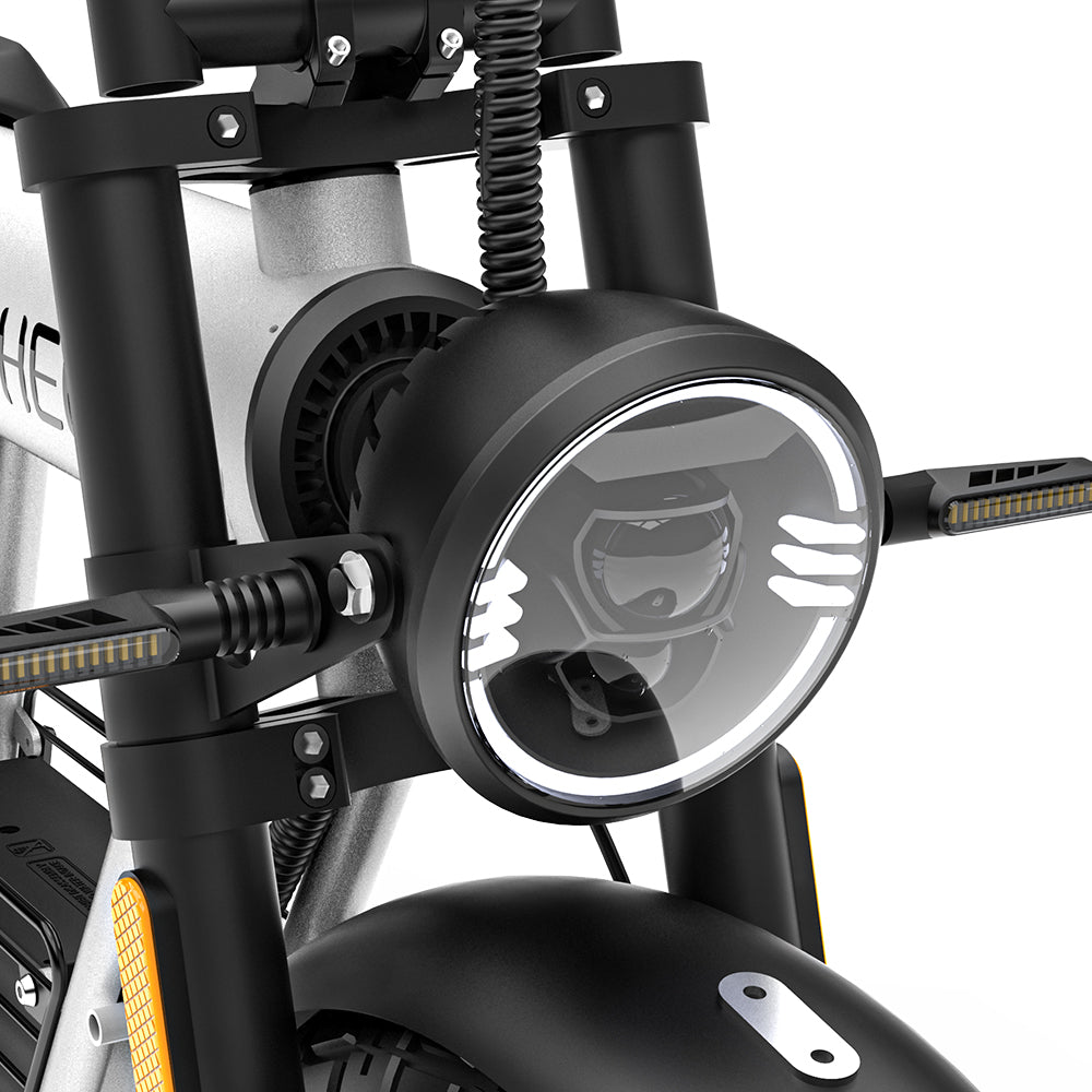 "COS CT20S Electric Bike with long-range battery, fat tires, dual suspension, and Shimano 7-speed system"