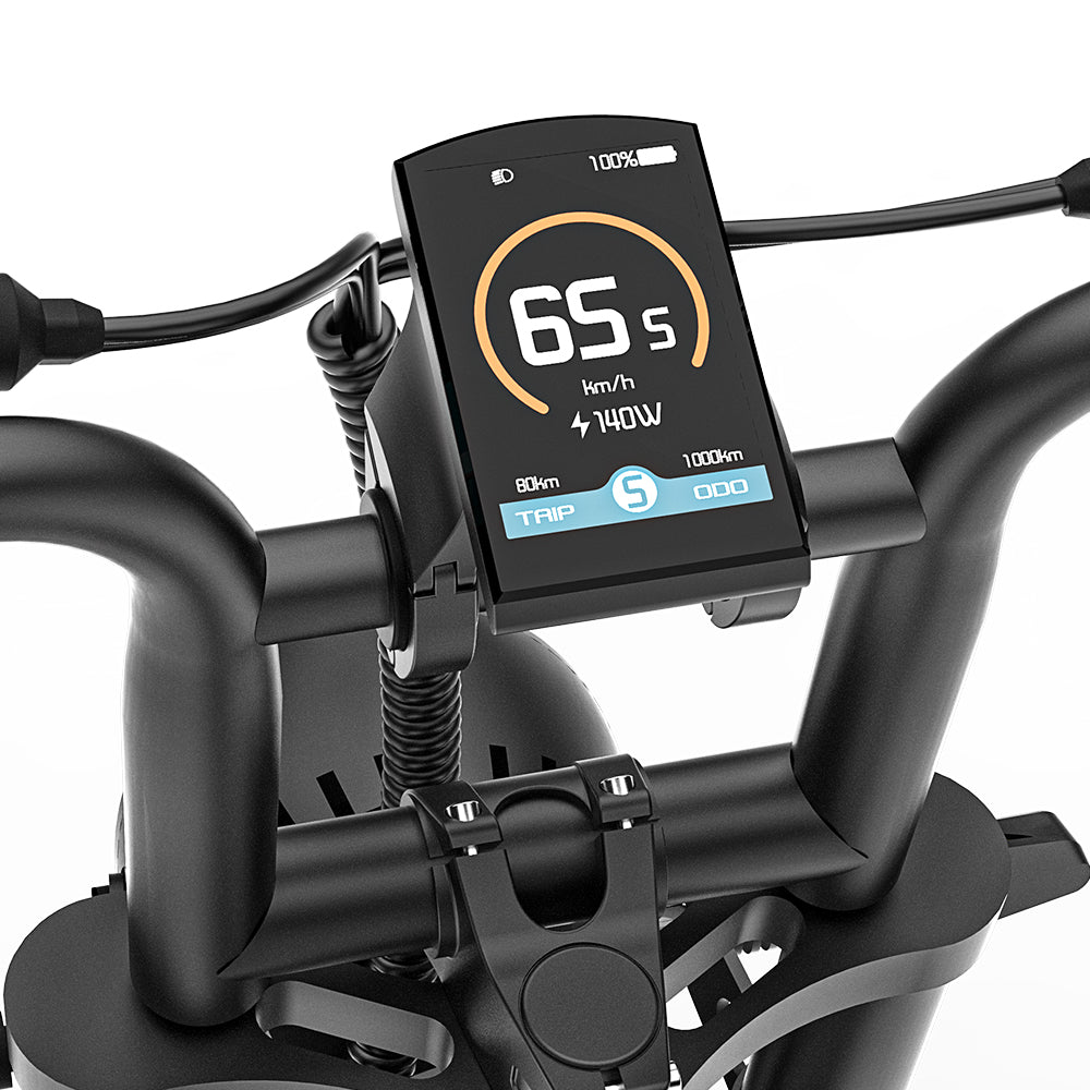 "Powerful COS CT20S electric bike with long-range battery, fat tires, precision braking, and Shimano 7-Speed system"