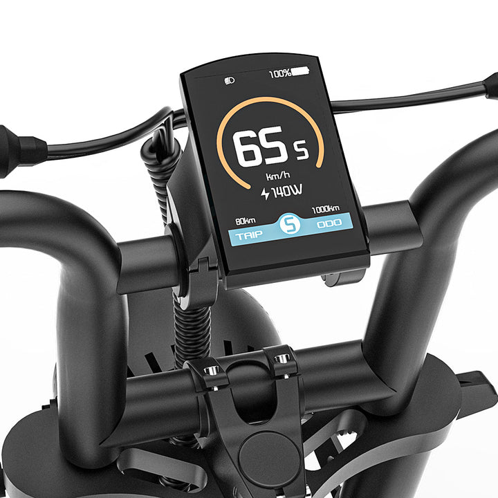 "Powerful COS CT20S electric bike with long-range battery, fat tires, precision braking, and Shimano 7-Speed system"