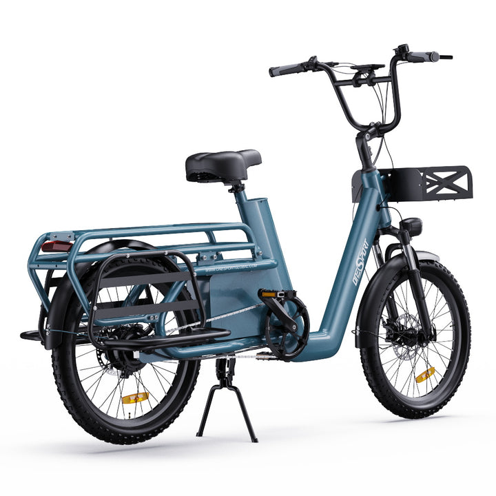 "Bright blue DUO OT01 electric bike with durable aluminum alloy body and power-assisted mode for maximum speed and range"