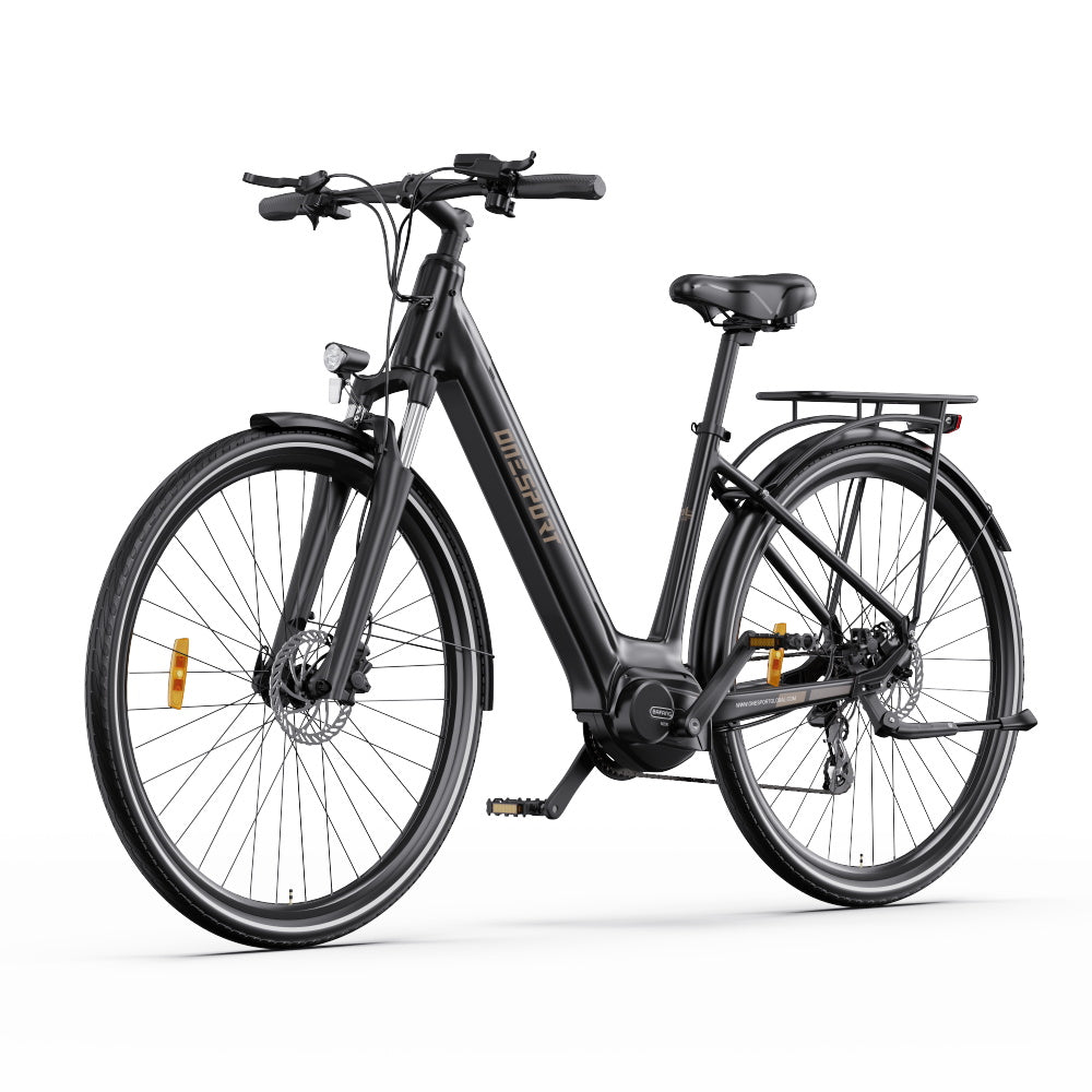 "DUO OT07 Electric Bike in Matte Black, equipped with hydraulic disc brakes and 13G spoke wheels, perfect for urban and off-road biking"