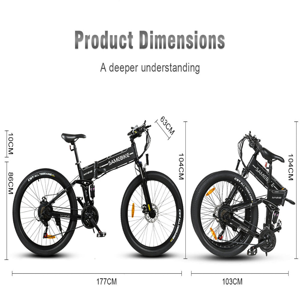"Foldable SAM LO26-II YD Mountain E-Bike with 900W motor, 48V 14AH battery and hydraulic disc brakes"